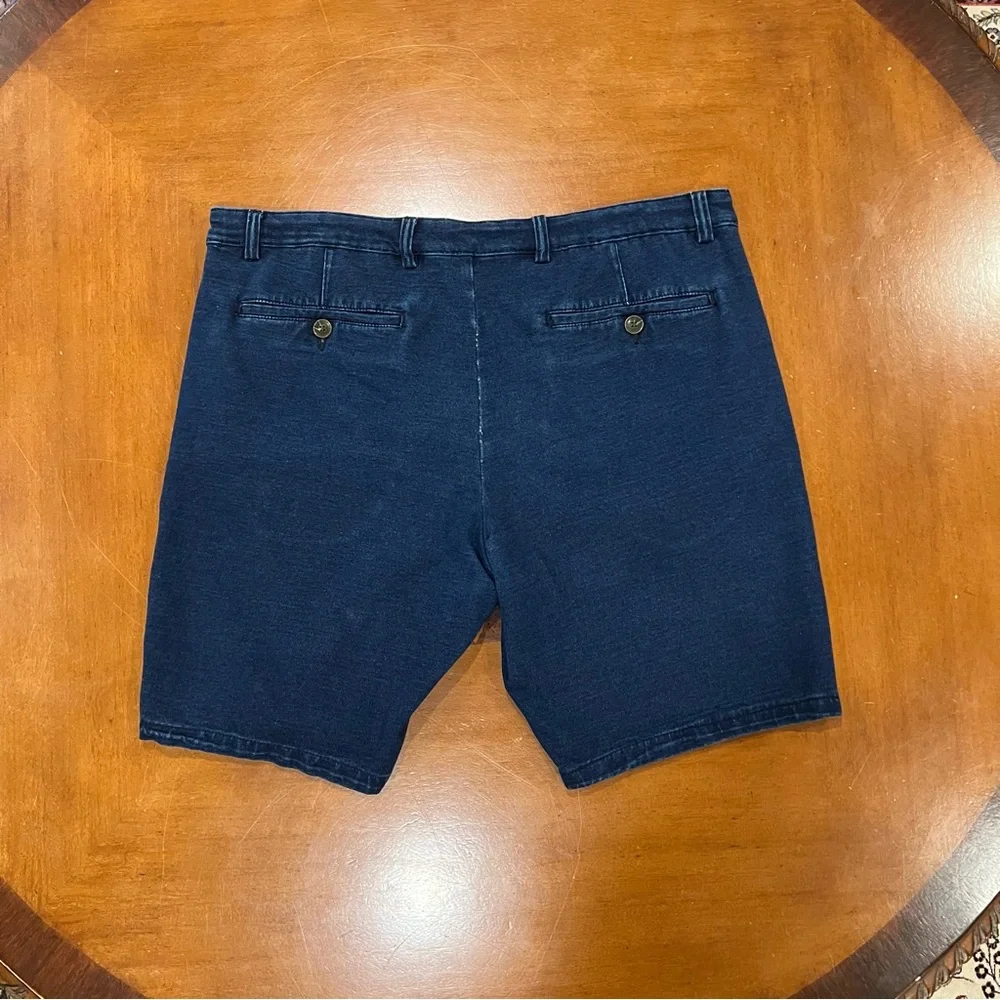 Thomas Dean Men’s Natural Indigo Stretch Cotton‎ Flat Front 9” Shorts Blue 38 - Picture 3 of 16